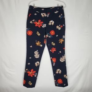 Cynthia Rowley navy floral print trousers size 8